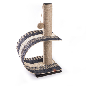 Arbre à chat avec tunnel en papyrus et poteau en sisal - Black&White - 74cm - noir