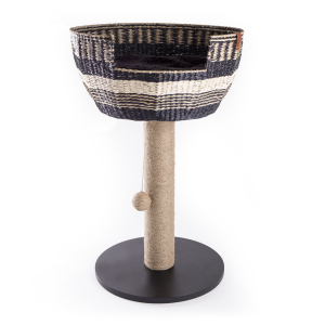 Arbre à chat avec panier en papyrus et poteau en sisal - Black&White - 74cm - noir