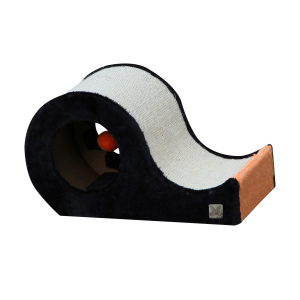 Wavy sisal scratching post - black/orange