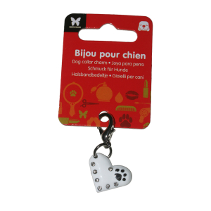 Pendentif de collier - cœur/patte - blanc