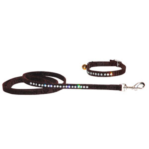 Set collier + laisse en nylon Venise - 120cm - 1cm - noir