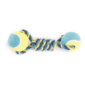 Corde avec 2 balles de tennis - Classique - 25cm - multicolore
