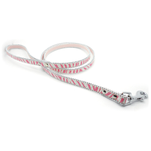 Laisse fantaisie - Zèbre - <100cm - 2cm - rose pâle