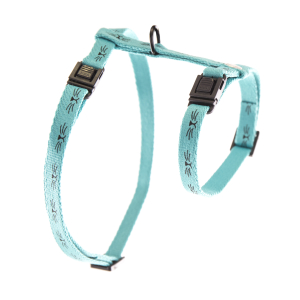 Harnais chat en nylon - frimousse - 35/50cm - 1cm - turquoise
