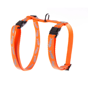 Harnais chat en nylon - Fluo fish - 35/50cm - 1cm - orange