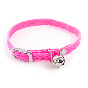 Elastic nylon cat collar - Classic Tubular - <30cm - 1cm - fluorescent pink