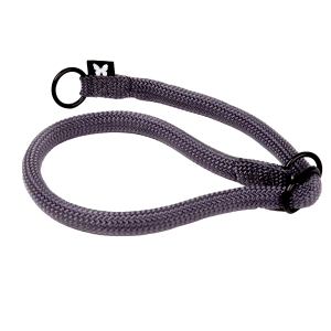 Collier pour chien nylon rond éducation gris anthracite - 65 x 1,3cm