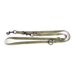 Laisse multiposition en nylon - Classique - 2m - 2cm - kaki