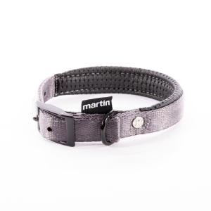 Collier droit confort pour chien en nylon gris anthracite
