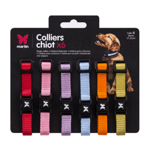 Pack 6 colliers en nylon chiot - 17/25cm - 1cm