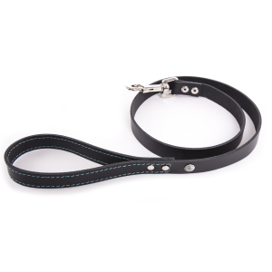 Laisse en cuir - Flash - 1m - 1.9cm - noir/turquoise