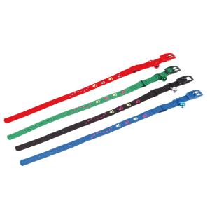 Collier chat en nylon - Pattes de chat - <30cm - 1cm - rouge