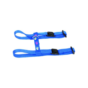 Harnais chat en nylon - Pattes de chat - 35/50cm - 1cm - bleu
