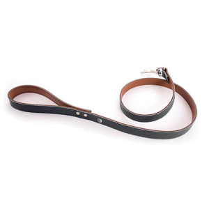 Laisse en cuir - 1m - noir/cognac