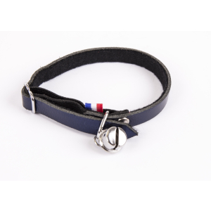 Collier chat en cuir/feutrine - Dakota - 30cm - 1.1cm - bleu