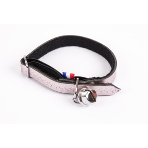 Collier chat en cuir/feutrine - Tressé - <30cm - 1.1cm - rose