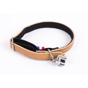 Collier chat en cuir - Farandole - <30cm - 1.1cm - beige
