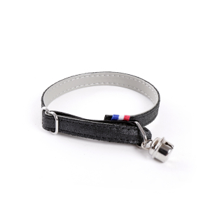 Collier chat en cuir et simili cuir - Irisé - <30cm - 1.1cm - noir