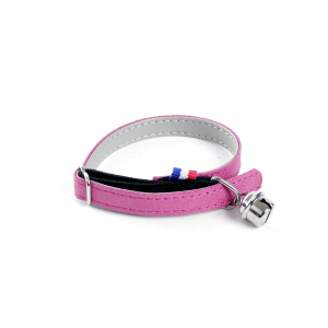 Collier chat en cuir et simili cuir - Irisé - 30cm - 1.1cm - rose