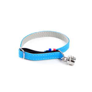 Collier chat en cuir et simili cuir - Irisé - 30cm - 1.1cm - bleu