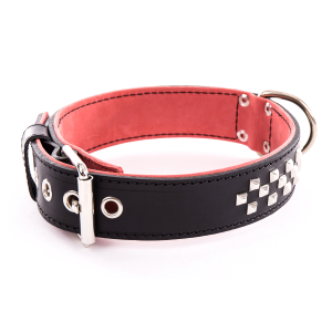 Leather Necklace - Studs - Black