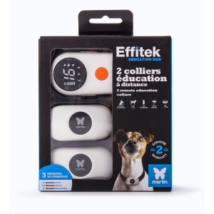 Electronic anti-bark collar for 2 dogs - Effitek - <62cm - white