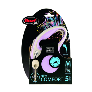 Laisse rétractable avec cordon - New Confort - M - 5m - rose x 1
