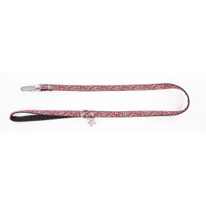 Nylon leash - Flowers - 1m - Red