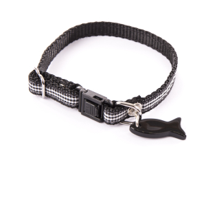 Nylon collar for cat - Vichy - black