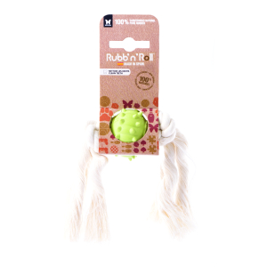 Rubber dental ball with rope - Rubb'n'Dental - S - green