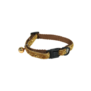 Collier chat en nylon - Paillettes - 18/28cm - 1cm - jaune