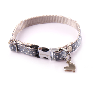 Nylon collar - Polka dots - 17/27cm - 1cm - grey