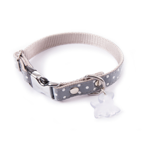 Collier en nylon - Pois - 23/33cm -1.5cm - gris
