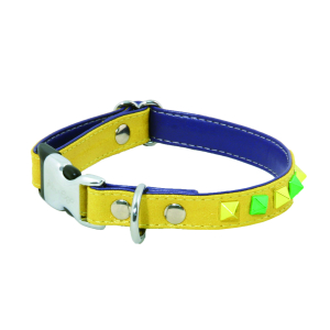Leather collar - Glam & colour - 25/34cm - 1.5cm - yellow