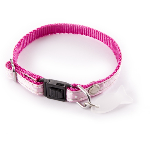 Collier chat en nylon pastel - Pois - 17/27cm - 1cm - rose