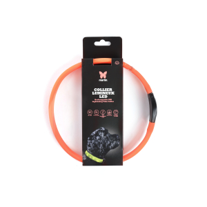 Collier tube plat - Lumineux - <65cm - 2.5cm - orange