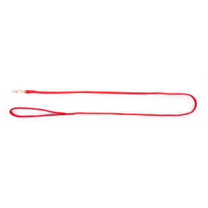Laisse dorée en nylon - <120cm - 0.7cm - rouge