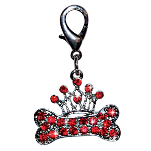 Pendentif de collier - os/couronne - 3cm - rouge