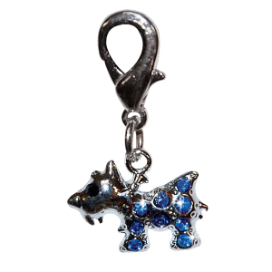 Pendantif de collier - terrier strass - 2cm - bleu