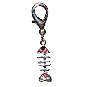 Pendantif de collier - poisson strass - 2cm - blanc/rose