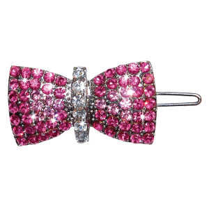 Barette - Noeud strass - rose