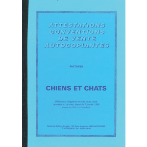 Carnet d'attestation de vente autocopiantes - bleu
