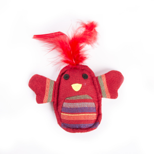 Chick with ethnic fabric feather - red