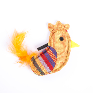 Coq avec plume en tissu ethnique - jaune