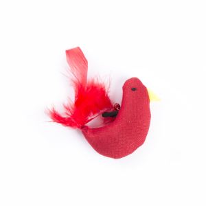 Poule avec plume en tissu ethnique - rouge
