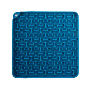 Tapis de léchage carré en silicone - Douceur - 20cm - bleu