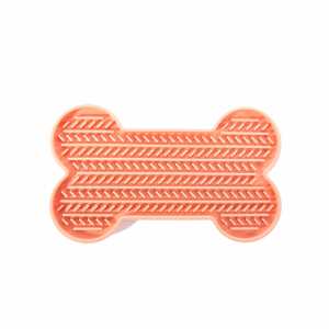 Tapis de léchage os en silicone - Douceur - 22cm - rose