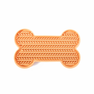 Tapis de léchage os en silicone - Douceur - 22cm - jaune