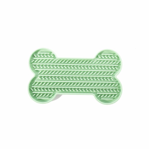 Tapis de léchage os en silicone - Douceur - 22cm - vert