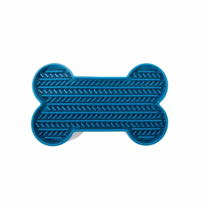 Tapis de léchage os en silicone - Douceur - 22cm - bleu